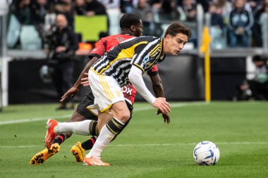 Torino, İtalya. 27 Nisan 2024. İtalyan Serisi A Futbol Şampiyonası. Juventus FC, Milan 'a karşı. Kenan Yıldız, Juventus.