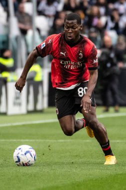 Torino, İtalya. 27 Nisan 2024. İtalyan Serisi A Futbol Şampiyonası. Juventus FC, Milan 'a karşı. Yanus Musah, Milan