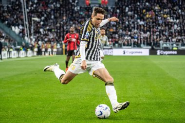 Torino, İtalya. 27 Nisan 2024. İtalyan Serisi A Futbol Şampiyonası. Juventus FC, Milan 'a karşı 0-0. Federico Chiesa, Juventus.