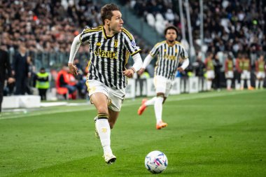 Torino, İtalya. 27 Nisan 2024. İtalyan Serisi A Futbol Şampiyonası. Juventus FC, Milan 'a karşı 0-0. Federico Chiesa, Juventus.