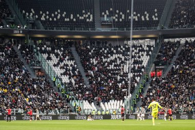 Torino, İtalya. 27 Nisan 2024. İtalyan Serisi A Futbol Şampiyonası. Juventus FC, Milan 'a karşı 0-0. Destekçiler Milan.