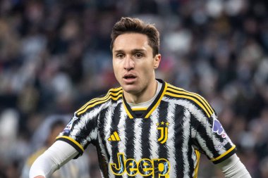 Torino, İtalya. 27 Nisan 2024. İtalyan Serisi A Futbol Şampiyonası. Juventus FC, Milan 'a karşı 0-0. Federico Chiesa, Juventus.