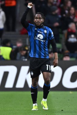 Dublin, İrlanda. 22 Mayıs 2024, Aviva Stadyumu. UEFA Avrupa Ligi Finali. Atalanta, Bayer Leverkusen 'e karşı 3-0. Ademola Lookman, Atalanta, golü kutluyor.