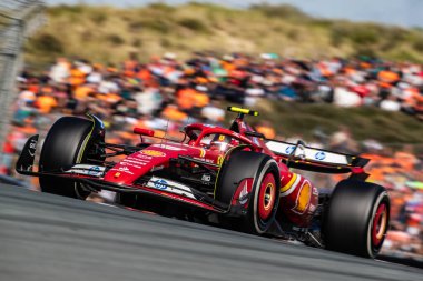 Zandvoort, Hollanda. 22-25 Ağustos 2024. Formula 1 Heineken Hollanda Grand Prix 'si. Cumartesi, Race. # 55, Carlos SAINZ Jr., ESP, Scuderia Ferrari Takımı, SF-24.