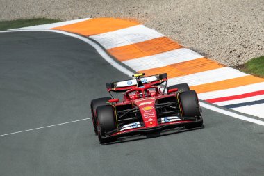 Zandvoort, Hollanda. 22-25 Ağustos 2024. Formula 1 Heineken Hollanda Grand Prix 'si. Cumartesi, elemeler var. # 55, Carlos SAINZ Jr., ESP, Scuderia Ferrari Takımı, SF-24.
