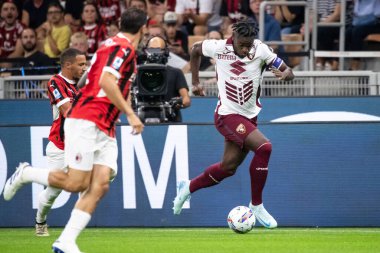 Milan, İtalya, Giuseppe Meazza Stadyumu. 17 Ağustos 2024. İtalyan Serisi A Futbol Şampiyonası. AC Milan Torino FC 'ye karşı. Duvan Zapata, Torino.