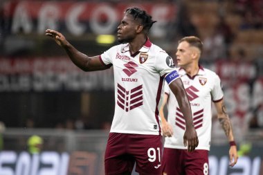 Milan, İtalya, Giuseppe Meazza Stadyumu. 17 Ağustos 2024. İtalyan Serisi A Futbol Şampiyonası. AC Milan Torino FC 'ye karşı. Duvan Zapata, Torino.