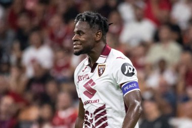 Milan, İtalya, Giuseppe Meazza Stadyumu. 17 Ağustos 2024. İtalyan Serisi A Futbol Şampiyonası. AC Milan Torino FC 'ye karşı. Duvan Zapata, Torino.