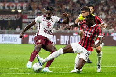 Milan, İtalya, Giuseppe Meazza Stadyumu. 17 Ağustos 2024. İtalyan Serisi A Futbol Şampiyonası. AC Milan Torino FC 'ye karşı. Duvan Zapata, Torino.