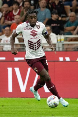 Milan, İtalya, Giuseppe Meazza Stadyumu. 17 Ağustos 2024. İtalyan Serisi A Futbol Şampiyonası. AC Milan Torino FC 'ye karşı. Duvan Zapata, Torino.