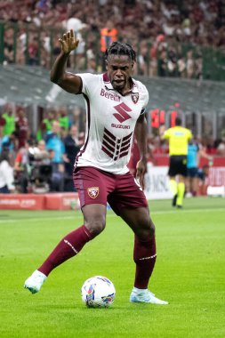 Milan, İtalya, Giuseppe Meazza Stadyumu. 17 Ağustos 2024. İtalyan Serisi A Futbol Şampiyonası. AC Milan Torino FC 'ye karşı. Duvan Zapata, Torino.