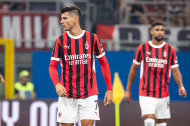 Milan, İtalya, Giuseppe Meazza Stadyumu. 17 Ağustos 2024. İtalyan Serisi A Futbol Şampiyonası. Milan, Torino FC 'ye karşı, 2-2. Morara, Milan.