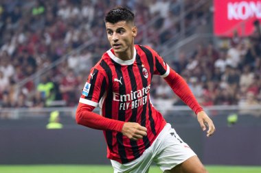 Milan, İtalya, Giuseppe Meazza Stadyumu. 17 Ağustos 2024. İtalyan Serisi A Futbol Şampiyonası. Milan, Torino FC 'ye karşı, 2-2. Morara, Milan.