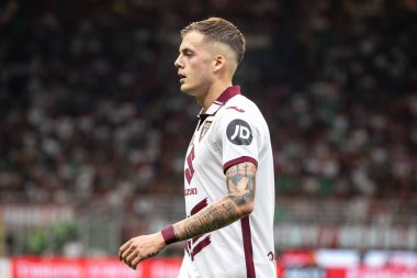 Milan, İtalya, Giuseppe Meazza Stadyumu. 17 Ağustos 2024. İtalyan Serisi A Futbol Şampiyonası. Milan, Torino FC 'ye karşı, 2-2. İvan İliç, Torino.