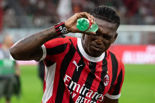 stock image Milan, Italy, Stadium Giuseppe Meazza. 17 August 2024. Italian Serie A Football Championship. AC Milan VS Torino FC. Rafael Leao, Milan.