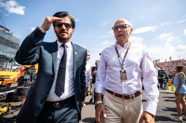 Budapeşte, Macaristan. Macar Pisti. 21 Temmuz 2024. Formula 1 Dünya Şampiyonu. Macaristan Grand Prix 'si. Yarış. FIA Başkanı Muhammed Bin Sulayem ve F1 CEO 'su Stefano Domenicali