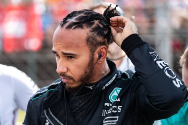 Budapeşte, Macaristan. Macar Pisti. 21 Temmuz 2024. Formula 1 Dünya Şampiyonu. Macaristan Grand Prix 'si. Yarış. # 44, Lewis HAMILTON, GBR, Mercedes AMG F1 Team, Mercedes-AMG F1 W15 E Performans, üçüncü sırada, başlangıç ızgarası.