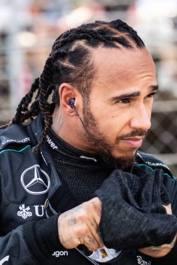 Budapeşte, Macaristan. Macar Pisti. 21 Temmuz 2024. Formula 1 Dünya Şampiyonu. Macaristan Grand Prix 'si. Yarış. # 44, Lewis HAMILTON, GBR, Mercedes AMG F1 Team, Mercedes-AMG F1 W15 E Performans, üçüncü sırada, başlangıç ızgarası.