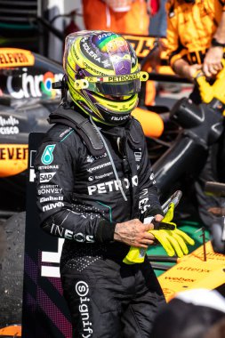 Budapeşte, Macaristan. Macar Pisti. 21 Temmuz 2024. Formula 1 Dünya Şampiyonu. Macaristan Grand Prix 'si. Yarış. # 44, Lewis HAMILTON, GBR, Mercedes AMG F1 Team, Mercedes-AMG F1 W15 E Performans, üçüncü sırada.