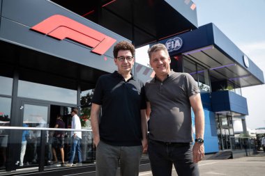 Monza, Italy. 1st September 2024. Formula 1 Pirelli Gran Premio D'Italia. Sunday, race day. Mattia Binotto, Team Principal Audi Formula 1 with the Audi CEO, Gernot Dollner. clipart