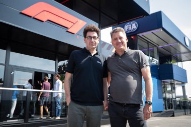 Monza, Italy. 1st September 2024. Formula 1 Pirelli Gran Premio D'Italia. Sunday, race day. Mattia Binotto, Team Principal Audi Formula 1 with the Audi CEO, Gernot Dollner. clipart