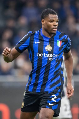 Milan, Italy. Giuseppe Meazza Stadium in San Siro. 27 October 2024. Italian EniLive Football Championship 2024-25. Inter vs Juventus 4-4. Denzel Dumfries, Inter. clipart