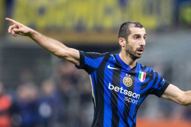 Milan, Italy. Giuseppe Meazza Stadium in San Siro. 27 October 2024. Italian EniLive Football Championship 2024-25. Inter vs Juventus 4-4. Henrikh Mkhitaryan, Inter. clipart