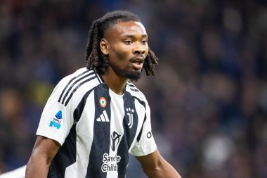 Milan, İtalya. Giuseppe Meazza Stadyumu, San Siro. 27 Ekim 2024. İtalyan EniLive Futbol Şampiyonası 2024-25. Inter, Juventus 'a karşı 4-4. Khephren Thuram, Juventus.