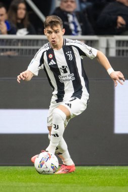 Milan, İtalya. Giuseppe Meazza Stadyumu, San Siro. 27 Ekim 2024. İtalyan EniLive Futbol Şampiyonası 2024-25. Inter ve Juventus. Francisco Conceicao, Juventus.