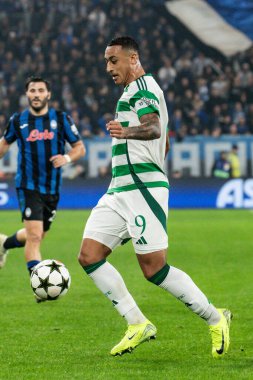 Bergamo, İtalya. 23 Ekim 2024. UEFA Şampiyonlar Ligi. Atalanta BC, Celtic FC 'ye karşı 0-0. Adam Idah, Kelt.