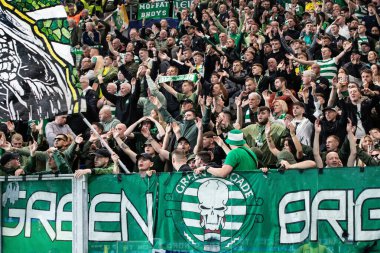 Bergamo, İtalya. 23 Ekim 2024. UEFA Şampiyonlar Ligi. Atalanta BC, Celtic FC 'ye karşı 0-0. Celtic Destekçileri.