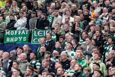 Bergamo, İtalya. 23 Ekim 2024. UEFA Şampiyonlar Ligi. Atalanta BC, Celtic FC 'ye karşı 0-0. Celtic Destekçileri.