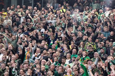 Bergamo, İtalya. 23 Ekim 2024. UEFA Şampiyonlar Ligi. Atalanta BC, Celtic FC 'ye karşı 0-0. Celtic Destekçileri.