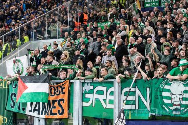 Bergamo, İtalya. 23 Ekim 2024. UEFA Şampiyonlar Ligi. Atalanta BC, Celtic FC 'ye karşı 0-0. Celtic Destekçileri.