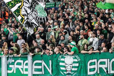 Bergamo, İtalya. 23 Ekim 2024. UEFA Şampiyonlar Ligi. Atalanta BC, Celtic FC 'ye karşı 0-0. Celtic Destekçileri.