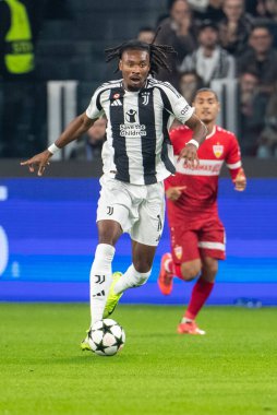 Torino, İtalya. 22 Ekim 2024. UEFa Şampiyonlar Ligi 2024-25. Juventus, VFB Stuttgart 'a karşı. Khephren Thuram, Juventus.