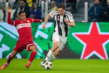 Torino, İtalya. 22 Ekim 2024. UEFa Şampiyonlar Ligi 2024-25. Juventus, VFB Stuttgart 'a karşı. Kenan Yıldız, Juventus.
