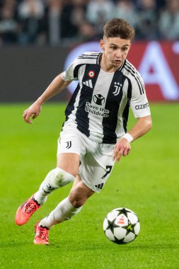 Torino, İtalya. 22 Ekim 2024. UEFa Şampiyonlar Ligi 2024-25. Juventus, VFB Stuttgart 'a karşı. Francisco Conceicao, Juventus.