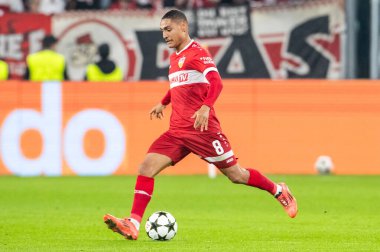 Torino, İtalya. 22 Ekim 2024. UEFa Şampiyonlar Ligi 2024-25. Juventus, VFB Stuttgart 'a karşı. Enzo Millot, Stuttgart.