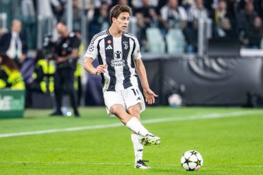 Torino, İtalya. 22 Ekim 2024. UEFa Şampiyonlar Ligi 2024-25. Juventus, VfB Stuttgart 'a karşı 0-1. Kenan Yıldız, Juventus.