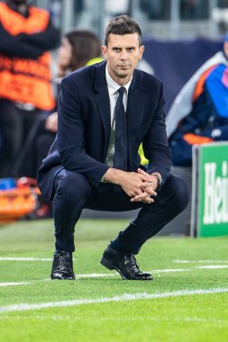 Torino, İtalya. 22 Ekim 2024. UEFA Şampiyonlar Ligi 2024-25. Juventus, VfB Stuttgart 'a karşı 0-1. Thiago Motta, Koç Juventus..