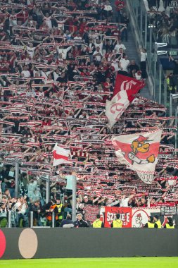Torino, İtalya. 22 Ekim 2024. UEFa Şampiyonlar Ligi 2024-25. Juventus, VfB Stuttgart 'a karşı 0-1. Stuttgart destekçileri.