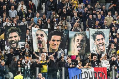 Torino, İtalya. 22 Ekim 2024. UEFa Şampiyonlar Ligi 2024-25. Juventus, VfB Stuttgart 'a karşı 0-1. Destekçiler Juventus.