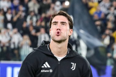 Torino, İtalya. 22 Ekim 2024. UEFa Şampiyonlar Ligi 2024-25. Juventus, VfB Stuttgart 'a karşı 0-1. Dusan Vlahoviç, Juventus, maçın başında.