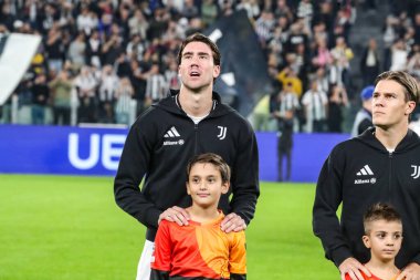 Torino, İtalya. 22 Ekim 2024. UEFa Şampiyonlar Ligi 2024-25. Juventus, VfB Stuttgart 'a karşı 0-1. Dusan Vlahoviç, Juventus, maçın başında.