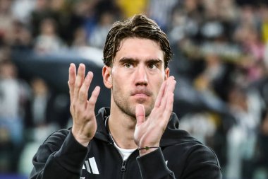 Torino, İtalya. 22 Ekim 2024. UEFa Şampiyonlar Ligi 2024-25. Juventus, VfB Stuttgart 'a karşı 0-1. Dusan Vlahoviç, Juventus, maçın başında.