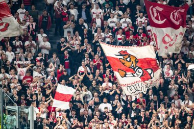 Torino, İtalya. 22 Ekim 2024. UEFa Şampiyonlar Ligi 2024-25. Juventus, VfB Stuttgart 'a karşı 0-1. Stuttgart destekçileri.