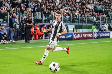 Torino, İtalya. 22 Ekim 2024. UEFa Şampiyonlar Ligi 2024-25. Juventus, VfB Stuttgart 'a karşı 0-1. Francisco Conceicao, Juventus.