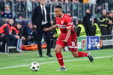 Torino, İtalya. 22 Ekim 2024. UEFa Şampiyonlar Ligi 2024-25. Juventus, VfB Stuttgart 'a karşı 0-1. Jamie Leweling, Stuttgart.