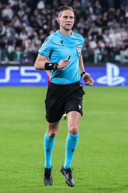 Torino, İtalya. 22 Ekim 2024. UEFa Şampiyonlar Ligi 2024-25. Juventus, VfB Stuttgart 'a karşı 0-1. Espen Eskas, maçın hakemi..